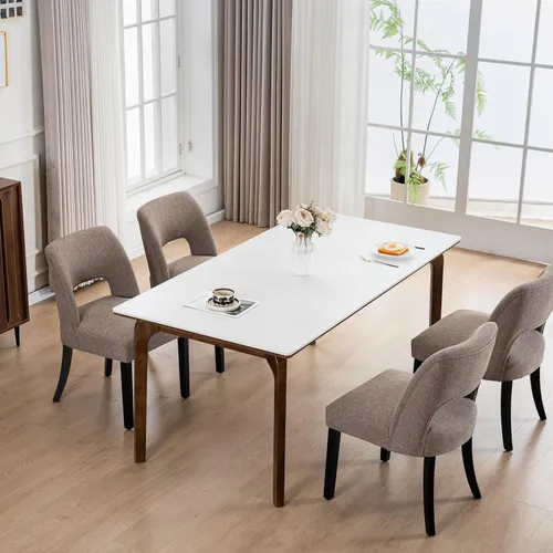 Miniatura 37 de VKNOW Juego de 2 sillas de comedor de madera, silla de comedor tapizada en tela moderna, silla de cocina, silla de cena de granja para cocina y Verde