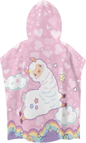 Miniatura 2 de Toalla suave con capucha para baño, piscina, playa, toalla de baño con capucha rosa de alpaca para niño y niña, decoración perfecta para baby shower