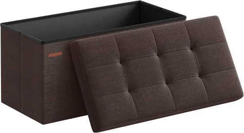Miniatura 17 de SONGMICS Colección MAZIE - Banco otomano plegable de almacenamiento de 43 pulgadas, reposapiés otomano, banco para el final de la cama, pecho