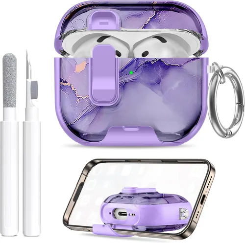 Miniatura 20 de Compatible Airpods 4 Case (2025) with Phone Stand & Cleaner Kit,Print Soft Silicone Lock Clip Apple AirPods 4th Generation Case, Airpod 4 Cover with