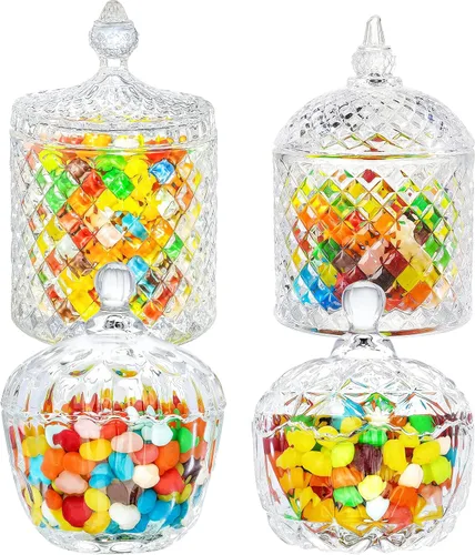 Miniatura 7 de Plato de cristal para dulces con tapa, 1 pieza de 20 onzas, tarro de cristal grande para caramelos, caja de joyería, plato Dappen, tarro de galletas