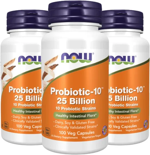 NOW Foods Probiotic-10 25 mil millones, 100 unidades (paquete de 3)