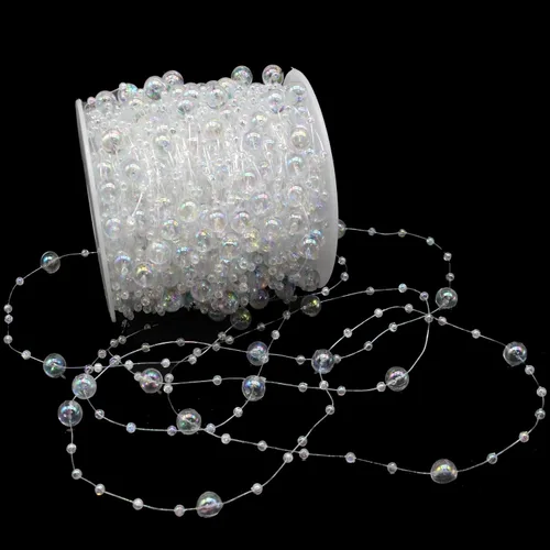 Miniatura 3 de Guirnalda de Cuentas para Árbol de Navidad de 99 Pies, Hebra de Perlas Artificiales de 3-8mm, Cadena de Cuentas para Manualidades DIY, Bodas