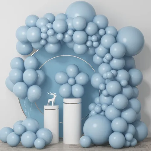 Miniatura 17 de Globos azul claro de látex de 5, 10, 12, 18 pulgadas, diferentes tamaños, 103 piezas de globos mate azul cielo azul bebé para decoración de fiesta