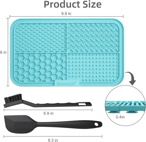 Miniatura 6 de MateeyLife 2 piezas Alfombrilla grande para lamer para perros con ventosas, cuencos de alimentación lenta, alfombrilla para lamer gatos para aliviar