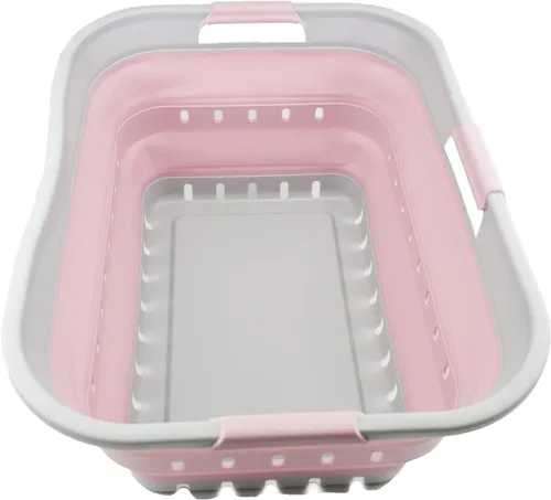 SAMMART Cesta de lavandería de plástico plegable de 42L (11 galones) - Contenedor/Organizador de almacenamiento plegable emergente - Tina de lavado