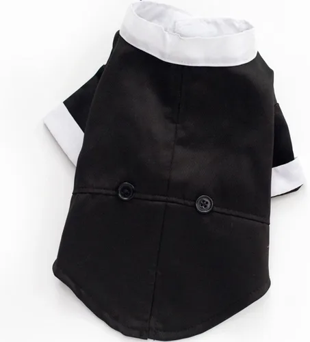 Miniatura 7 de GabeFish Chaquetas de boda para mascotas, traje para perros con pajarita, cachorro, gato, ropa formal camisa esmoquin (negro, S