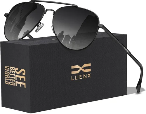 Miniatura 46 de LUENX, Aviator - Gafas de sol polarizadas, para hombres y mujeres, protección UV 400, con funda 60MM