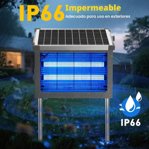 Miniatura 6 de Exterminador de insectos para exteriores alimentado por energía solar, Zwiran matamosquitos para interiores con 4500V de alta potencia, matamoscas