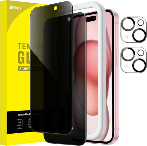 Miniatura 10 de JETech - Protector de pantalla de privacidad para iPhone 17 Pro de 6,3 pulgadas con protector de lente de cámara, película de vidrio templado