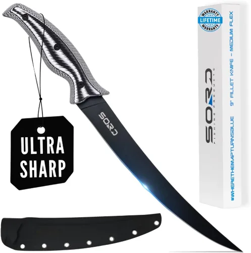 Miniatura 12 de SORD Cuchillo de filete – Cuchillos de filete de 5 a 9 pulgadas para peces – Cuchillo afilado para deshuesar – Pesca en agua salada y agua dulce