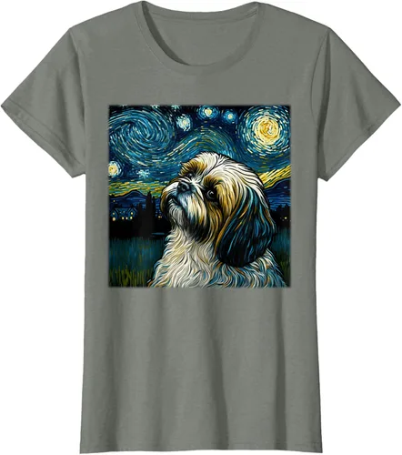 Miniatura 12 de Camiseta Surrealism Starry Night Shih Tzu Dog