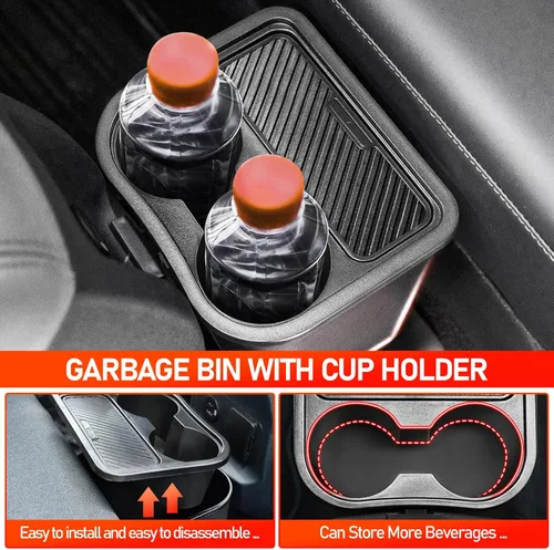 Miniatura 4 de Bote de Basura para Ford Maverick 2025 2024 2023 2022, Bote de Basura Trasero Mejorado con Portavasos Dual para Accesorios Interiores de Maverick