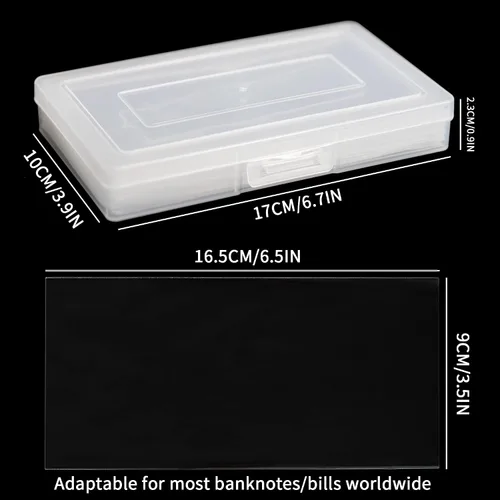 Miniatura 2 de Uncle Paul 100 piezas de billetes de dólar con caja de almacenamiento, fundas de papel transparente para moneda y fundas de colección de dinero