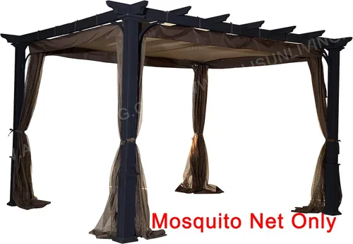 Miniatura 9 de Mosquitera de repuesto para pérgola de techo plano, malla para insectos (10 pies x 10 pies, marrón)