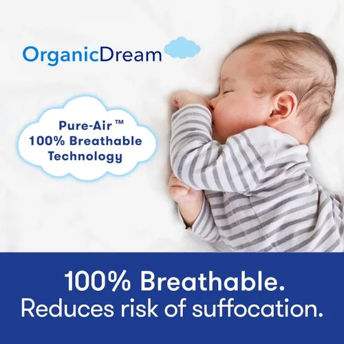 Miniatura 2 de ORGANICDREAM Colchón para cuna + cama infantil – 100% transpirable probado para reducir el riesgo de asfixia, hipoalergénico, certificado GREENGUARD