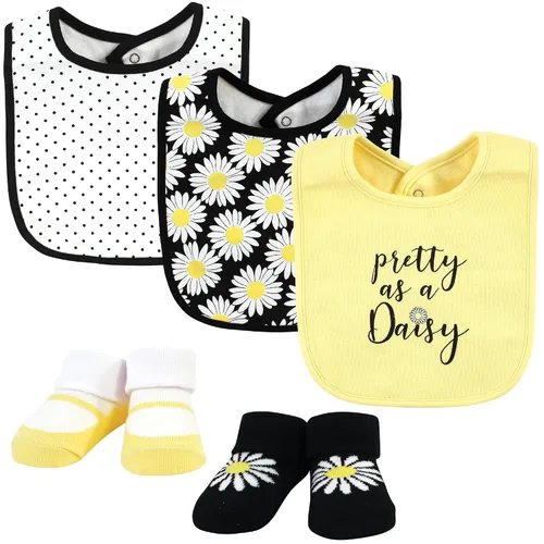 Miniatura 8 de Hudson Baby Conjunto de babero y calcetines unisex de algodón para bebé, Tamaño único Chica Calabaza