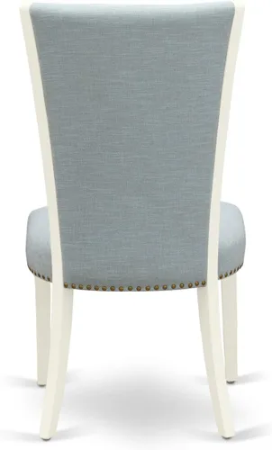 Miniatura 9 de East West Furniture HLVE3-LWH-15 - Juego de mesa y sillas de cocina de 3 piezas contiene una mesa redonda de comedor con pedestal y 2 sillas Parson