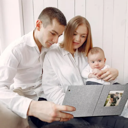 Miniatura 6 de Álbum de fotos pequeño de 5 x 7 pulgadas, paquete de 2 libros de fotos de lino, cada mini álbum de 26 páginas tiene capacidad para 52 fotos, carpeta