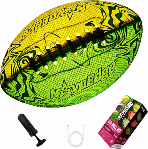 Fútbol de fútbol recargable USB-C con luces LED, fútbol que brilla en la oscuridad, pelota iluminada de doble color de 9.25 pulgadas, regalo Fútbol