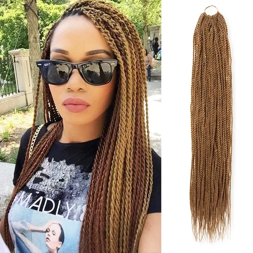 Miniatura 12 de AU-THEN-TIC Cabello senegalés con trenzas de ganchillo de 22 pulgadas, 6 paquetes de 40 mechones por paquete, extensiones de cabello de ganchillo