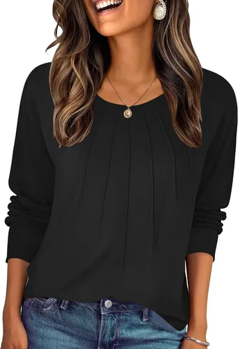 Miniatura 27 de Zeagoo Blusas de otoño para mujer, camisas de manga larga, blusas casuales de algodón, blusas plisadas elegantes 2025