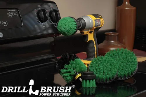 Miniatura 7 de Juego de limpieza eléctrica para el hogar, limpiador eléctrico de hierro fundido, suministros de limpieza de cocina, herramientas de cepillo de Verde
