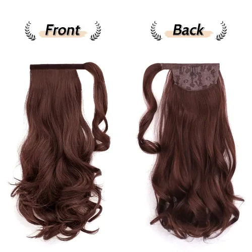 Miniatura 4 de Auburn - Extensiones de cabello con clip de cola de caballo, extensiones de cola de caballo de 16 pulgadas, rizadas, onduladas, sintéticas