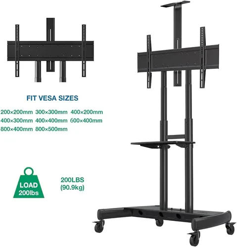 Miniatura 3 de NB North Bayou Soporte de TV móvil con ruedas para pantalla plana de plasma LCD LED OLED de 55 a 80 pulgadas de hasta 200 libras AVA1800-70-1P