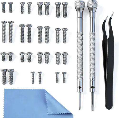 Kit de reparación de lentes con tornillos, kit de reparación de lentes todo en uno con destornillador de precisión, pinzas, paño de limpieza y