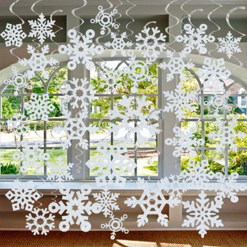 Miniatura 7 de GOER 36 unidades de decoraciones navideñas, remolinos colgantes para suministros de fiesta navideña