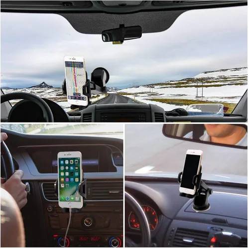 Miniatura 6 de SONKIR Soporte de teléfono para automóvil, tablero de instrumentos y parabrisas, soporte para teléfono celular con diseño de un solo toque, rotación