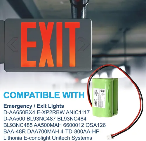 Miniatura 6 de HQRP Paquete de 5 baterías de respaldo de 4.8 V compatibles con E-XP2RBW, ANIC1117, D-AA500 BL93NC487 BL93NC484 BAA48R Lithonia E-conolight Unitech