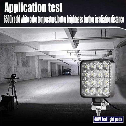 Miniatura 5 de Cápsulas de luz LED para camión, 4 pulgadas, 48 W, luz de trabajo LED, cuadrada, 12 V, 24 V, haz puntal, luces de conducción todoterreno para 2