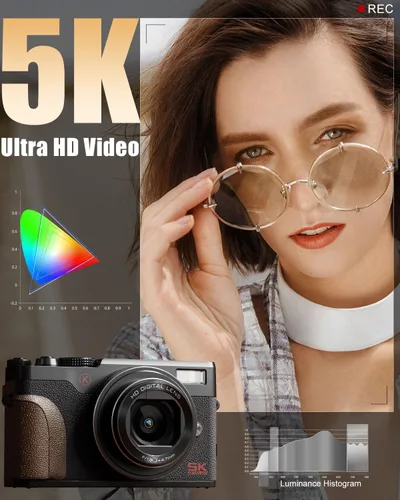 Miniatura 2 de NBD Cámara digital 5K 64MP para fotografía con zoom de 18X, cámara de enfoque automático para vlogging mejorada 2026, cámaras digitales de apuntar