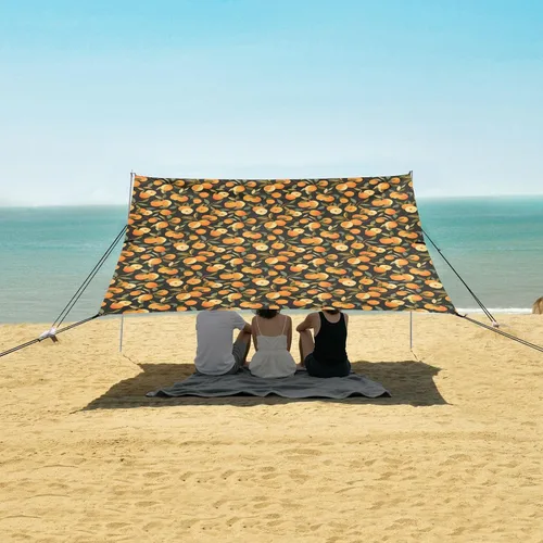 Miniatura 5 de Cute Nectarines Beach Tent & Canopy UPF50+ Easy Setup Large Portable Sun Shelter with Sandbags & Sand Shovel for Backyard and Camping