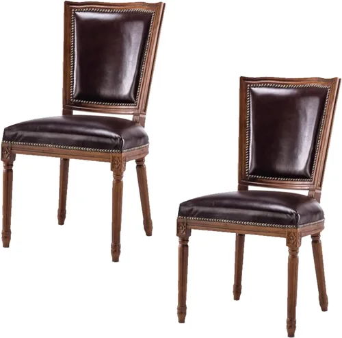 Miniatura 11 de Juego de 4 sillas de comedor de madera, silla de comedor rústica, sillas de comedor tapizadas con reposabrazos opcionales, silla de cocina para sala