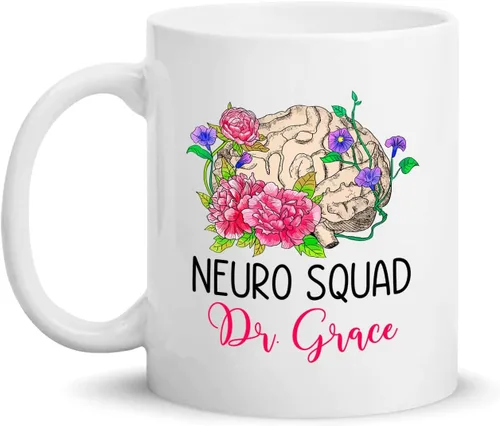 Miniatura 13 de Brains Neuro Floral Taza, Taza De Café De Neurociencia, Taza De Cerebro Floral Personalizada Para Neurólogo, Regalo De Neurocirujano, Taza De