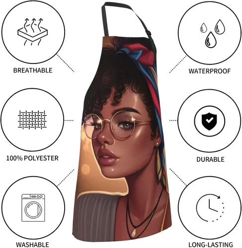 Miniatura 5 de Perinsto Waterproof Apron with 2 Pockets Kitchen Chef Aprons Bibs for Cooking Baking