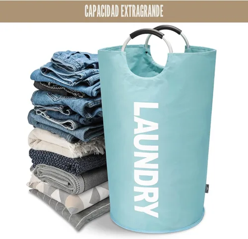 Miniatura 5 de DOKEHOM - Canasta de lavandería grande de 90 litros, bolsa de lavandería plegable, canasta de ropa alta y autónoma, contenedor de lavado plegable
