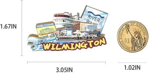 Miniatura 3 de Imán de Wilmington para nevera de madera 3D, monumentos de viaje, coleccionables, recuerdos, decoración hecha a mano