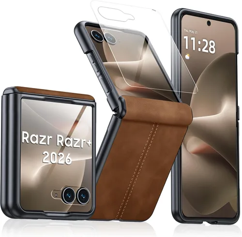 Miniatura 46 de para Samsung Galaxy Z Flip 7 Funda con protección de bisagras y protector de pantalla incorporado, funda de cuero mate de policarbonato ultradelgada