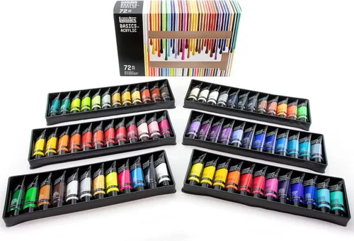Liquitex BASICS: juego de 72 tubos de pintura acrílica, 22ml (0.74 onzas)