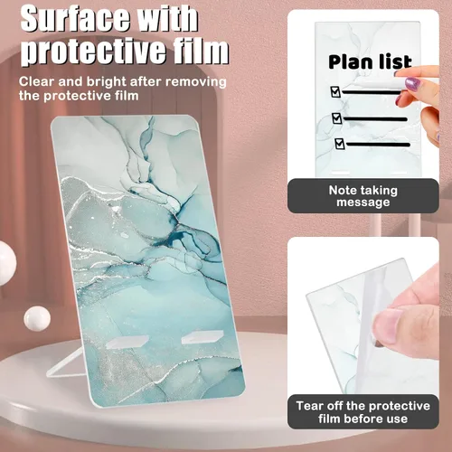 Miniatura 5 de Soporte de teléfono brillante para escritorio, bonito patrón de mármol verde transparente para niñas y mujeres, bonito soporte de acrílico