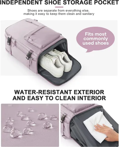 Miniatura 6 de VGCUB Mochila Grande de Viaje para Trabajo y Negocios Equipaje de Mano Aprobado para Vuelo Mochila para Laptop para Mujeres y Hombres Mochila de Rosa