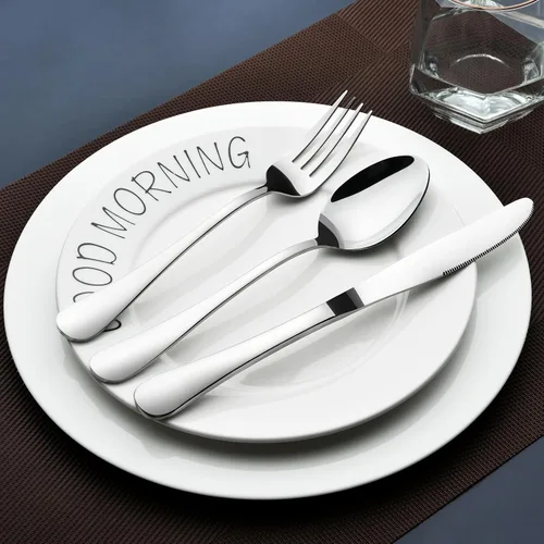 Miniatura 7 de Juego de cubiertos para 8, 40 piezas de cubiertos de acero inoxidable resistente, incluye cuchillo de carne, tenedor y cuchara, apto