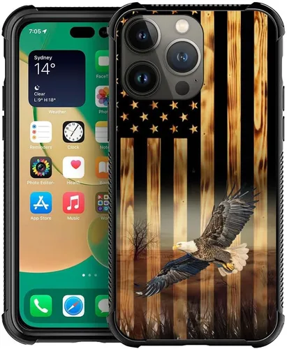 Miniatura 56 de DAIZAG Compatible con iPhone 13 Pro Max, Funda de TPU Protectora Anti-Arañazos Todo En Uno, Fundas para Hombre Mujer - Motivo de Madera Americana