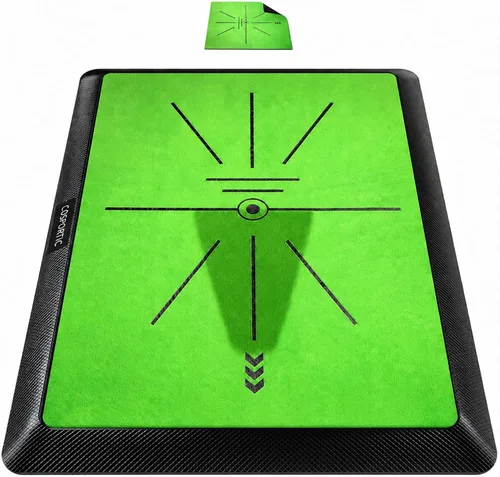 COSPOPTIC Golf Hitting Mat with Swing Path Feedback, Heavy-Duty Rubber Base Anti-Slip Golf Training Mat, Extra Replaceable Surface, Portable