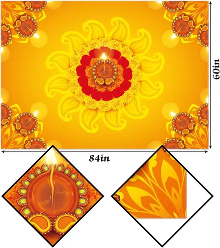 Miniatura 3 de Hafangry Diwali - Mantel indio Diwali para el hogar, festival de luces, decoración de fiesta, cocina, comedor (60 x 84 pulgadas)
