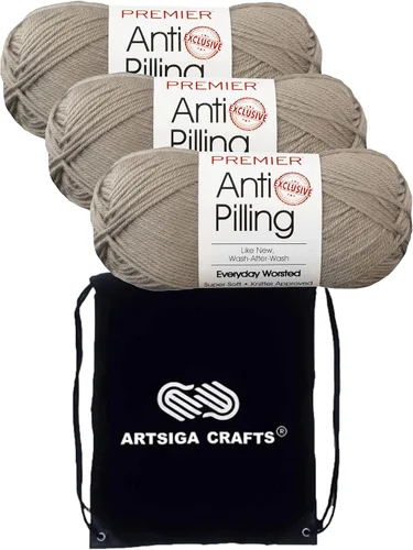 Miniatura 30 de Premier Yarns Everyday Anti-Pelusa Hilo Sólido Verde Pino DN100-8 (6-Madejas - Mismo Lote de Tinta) #4 Peso Estambre Acrílico para Tejer